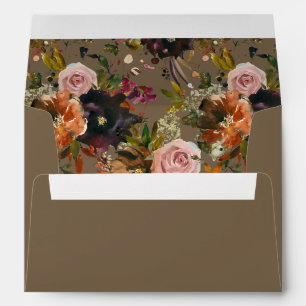 Enveloppe Or rustique, violet & rose floral V2- Taupe