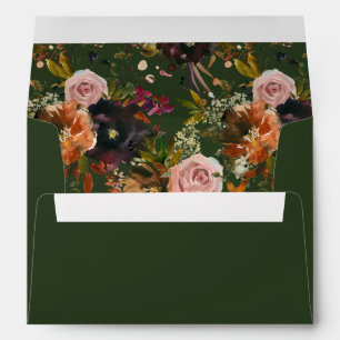 Enveloppe Or rustique, violet & rose floral V2- Vert
