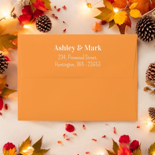Enveloppe Orange Adresse de retour Mariage Automne (Créateur téléchargé)