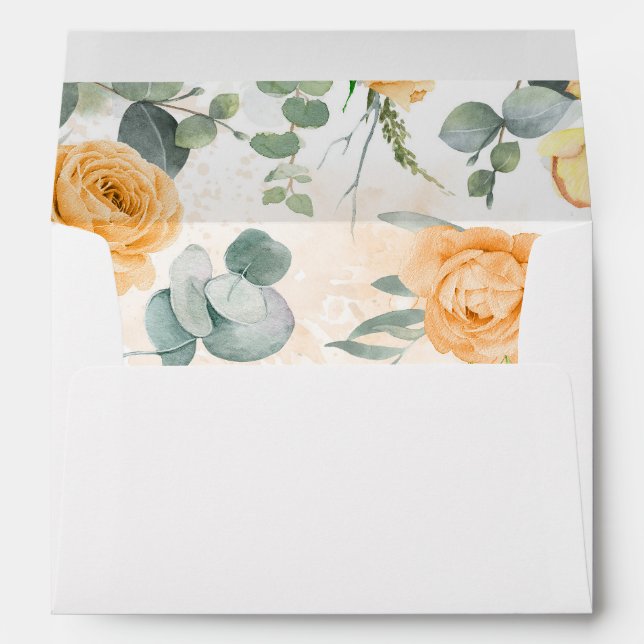 Enveloppe Orange Aquarelle Fleur Boho Chic (Dos (Bas))
