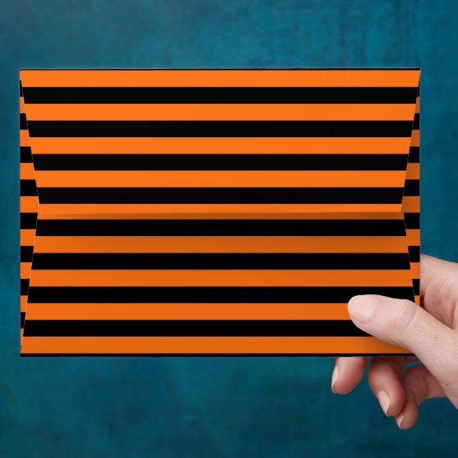 Enveloppe Orange Black Stripes Invitations de la fête d'Hall (Hand)