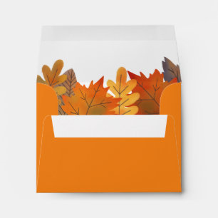 Enveloppe orange d'aquarelle Feuilles d'automne
