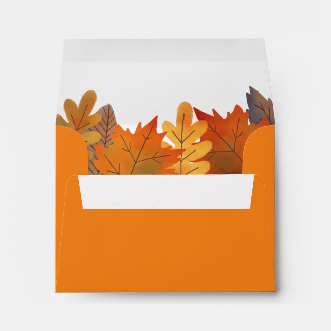 Enveloppe orange d'aquarelle Feuilles d'automne (Dos (Bas))