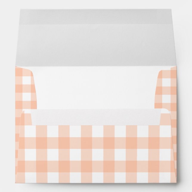 Enveloppe Orange En vichy Baby shower Neutre (Dos (Bas))