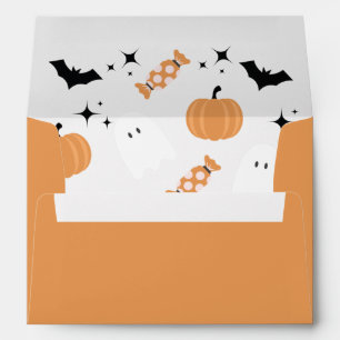Enveloppe Orange Halloween Pumkins Ghost Adresse de retour