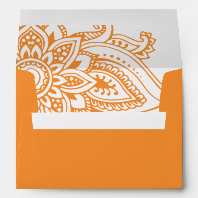 Enveloppe Orange Indian Paisley (Dos (Bas))