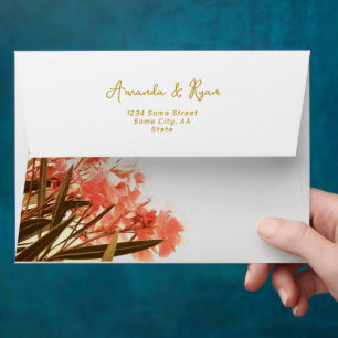 Enveloppe Orange Oleander Mariage de fleurs tropicales