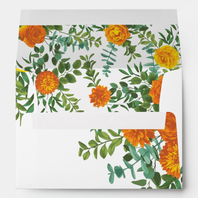 Enveloppe Orange Rose Mariage Floral Moderne (Dos (Bas))