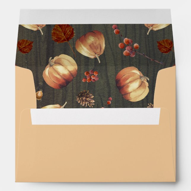 Enveloppe Orange Rustic Pays Citrouilles Automne Motif (Dos (Bas))