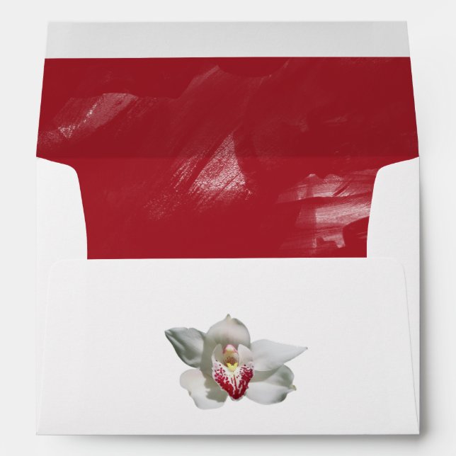 Enveloppe Orchidée bordeaux blanche 5x7 Faire-part de mariag (Dos (Bas))