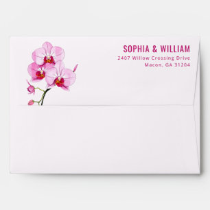 Enveloppe Orchidée Fleurale Rose Sophistiquée