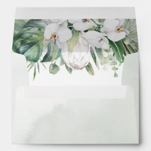 Enveloppe Orchidées blanches et le roi Protea Tropical Flora