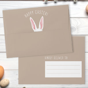 Enveloppe Oreilles de lapin aquarelle blanche sur fond beige