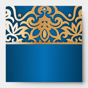 Enveloppe Orné Vintage Baroque Or et Bleu Bijoux