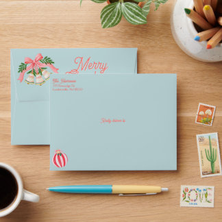 Enveloppe Ornements de Noël Fantaisie Bleu