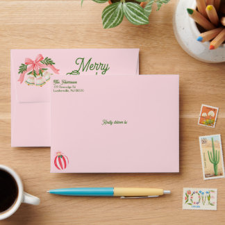 Enveloppe Ornements de Noël Fantaisie Rose