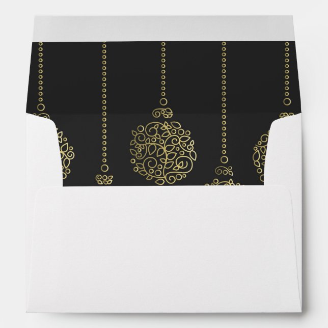 Enveloppe Ornements Gold & Charcoal Elegant Holiday Party (Dos (Bas))