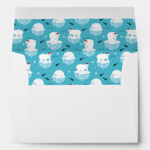 Enveloppe Ours polaires mignons à Santa Hats Motif de Noël