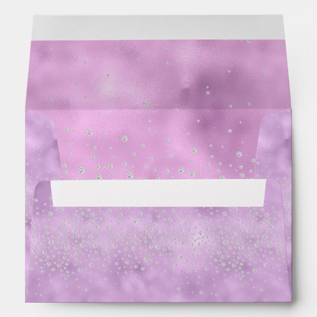 Enveloppe Pailleté métallisé violet chic moderne élégant (Dos (Bas))