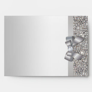 Enveloppe Paillettes argentées de Faux avec l'adresse de