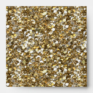 Enveloppe Paillettes Or Faux Carré