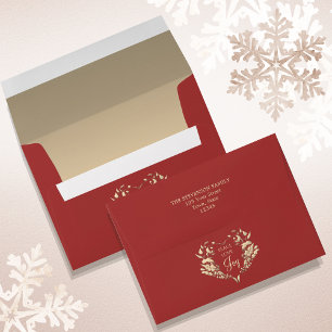Enveloppe Paix Amour Joie Rouge Or Noël