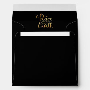 Enveloppe Paix sur Terre Typographie Or Black Elegant