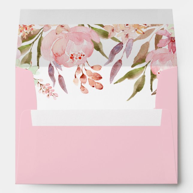 Enveloppe Palette rose douce de pivoines Verdure Fleur sauva (Dos (Bas))