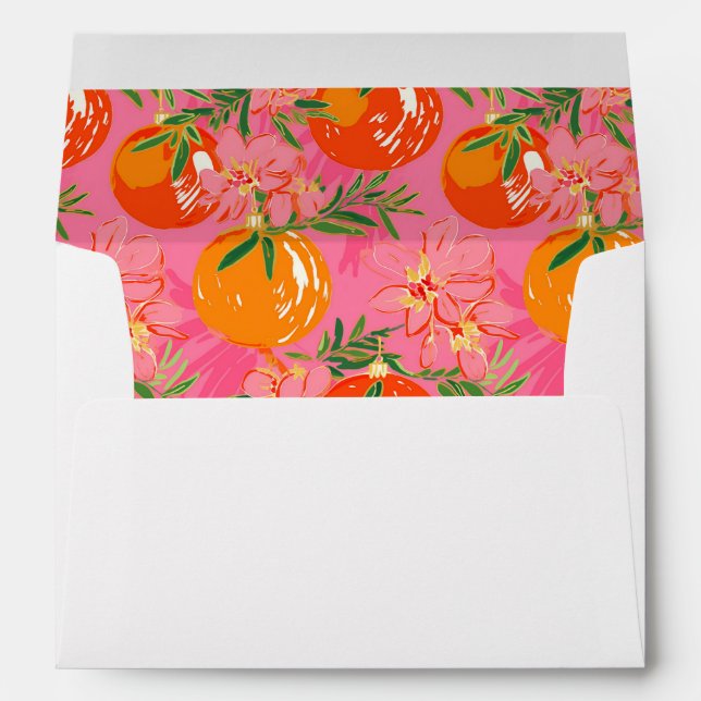 Enveloppe Palm Beach Noël rose et orange (Dos (Bas))