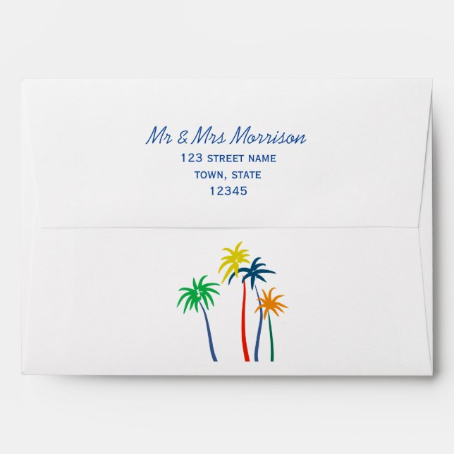 Enveloppe Palm Tree - Adresse de retour 5x7 (Dos (Haut rabat))