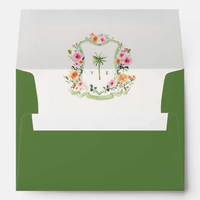 Enveloppe Palm Tree Monogramme Destination Tropicale Mariage (Dos (Bas))