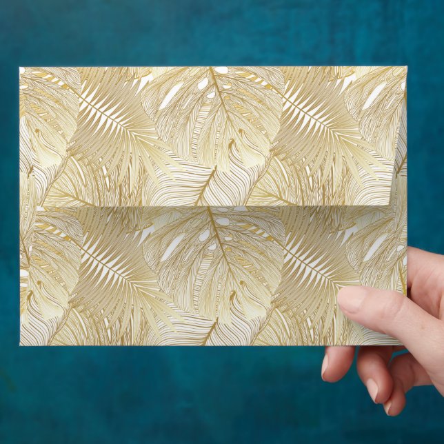 Enveloppe Palme Tropicale Gold Foil Feuilles - Correspondanc (Hand)