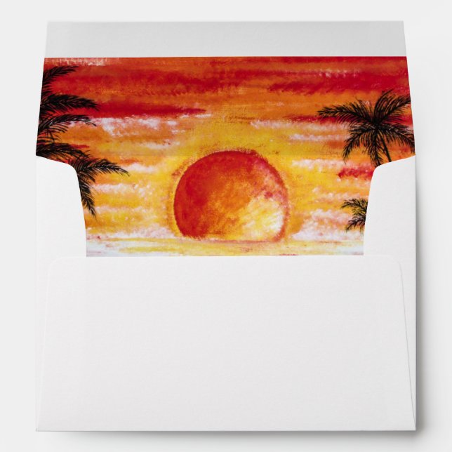 Enveloppe Palmier au coucher du soleil (Dos (Bas))