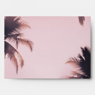 Enveloppe Palmiers tropicaux et lumières Plage rose