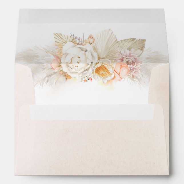 Enveloppe Pampas Grass et Fleurs Pastel Elegant Boho (Dos (Bas))