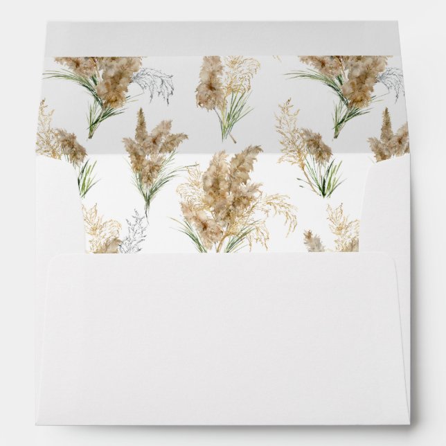Enveloppe Pampas Grass & Gold Boho (Dos (Bas))