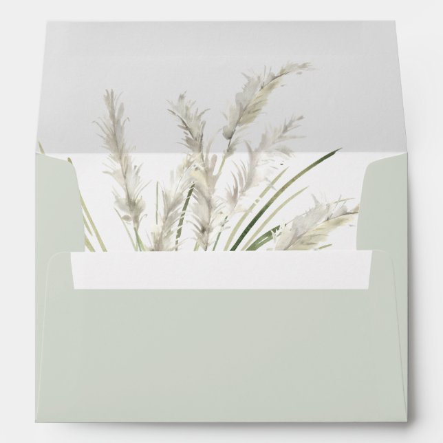 Enveloppe Pampas Grass Sage Green Adresse de retour (Dos (Bas))