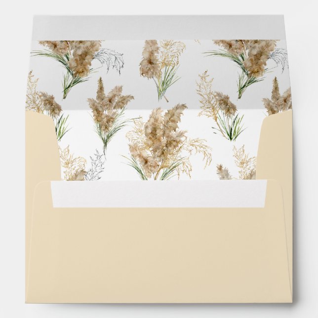 Enveloppe Pampas Gris & Or Boho - Beige (Dos (Bas))