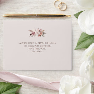Enveloppe Pampas neutres Mariage floral Boho