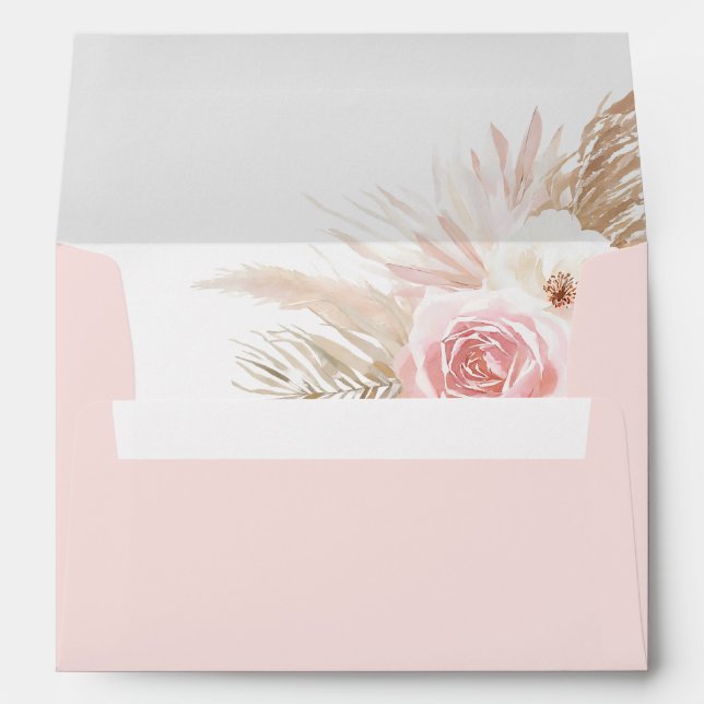 Enveloppe Pampas Pampas Pâtes Rose Baby shower fille (Dos (Bas))