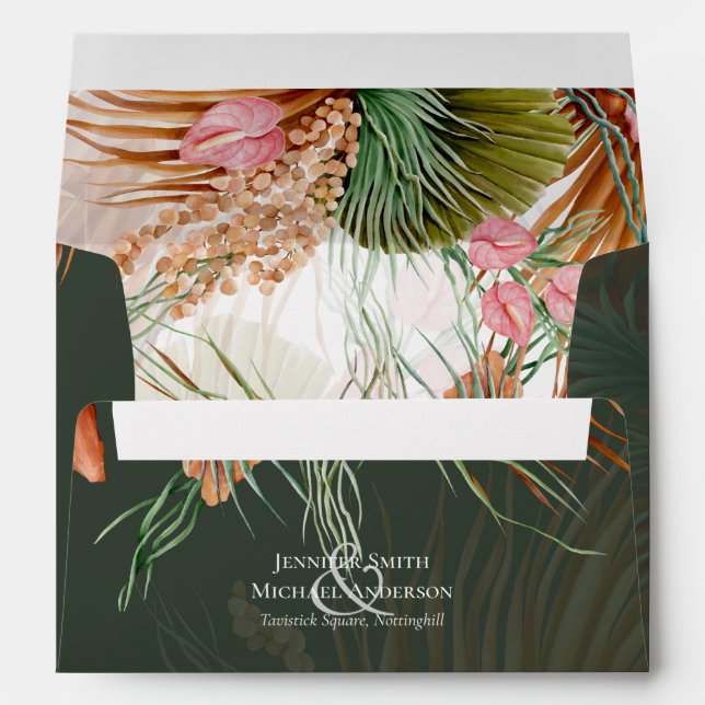 Enveloppe Pampas Tropical Grass Terracotta Mariage (Dos (Bas))