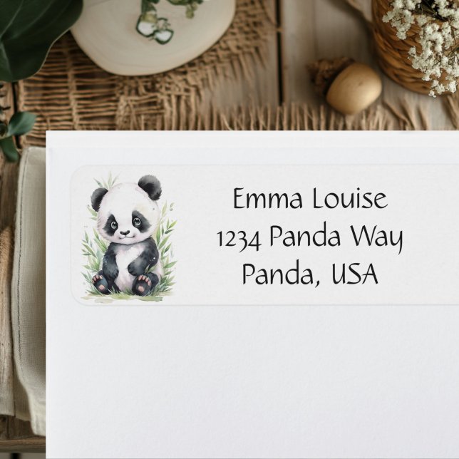 Enveloppe Panda et Bambou (Panda and Bamboo Address Label)