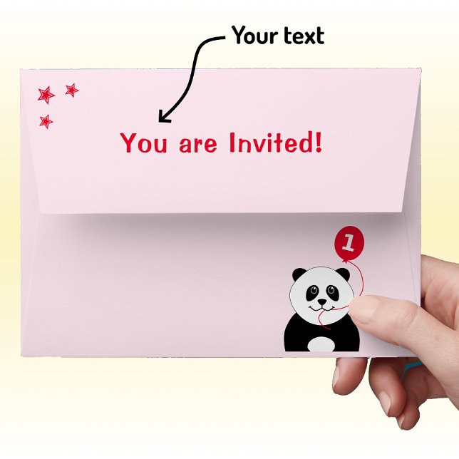 Enveloppe Panda mignonne rose premier anniversaire (Créateur téléchargé)