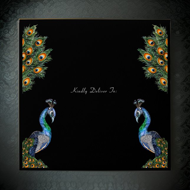 Enveloppe Paon à l'aquarelle élégant (Créateur téléchargé)
