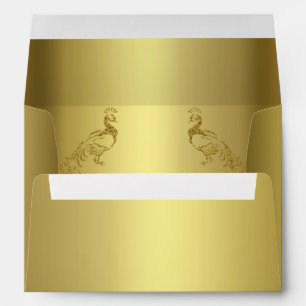 Enveloppe Paon Abstrait Royal Or Adresse de Retour Personnal