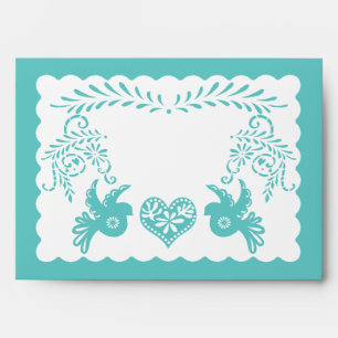 Enveloppe Papel Picado Aqua Green Fiesta Mariage A7