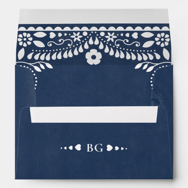 Enveloppe Papel Picado Boda Mexican Rustic Blue Wedding (Dos (Bas))