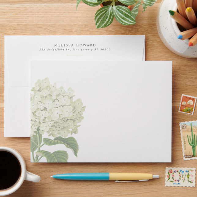 Enveloppe Papeterie Hydrangea blanche ou invitation (Desk)