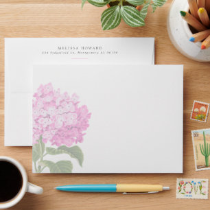 Enveloppe Papeterie ou invitation en Hydrangea rose