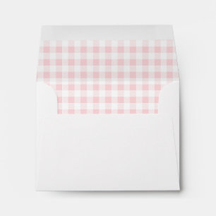 Enveloppe Papeterie personnelle à carreaux gingham rose bébé